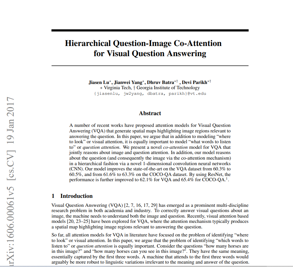 Hierarchical question-image co-attention paper