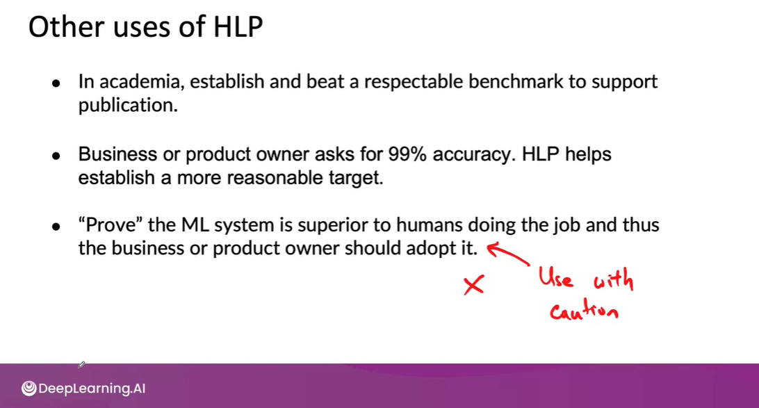 Human-level performance and evaluation