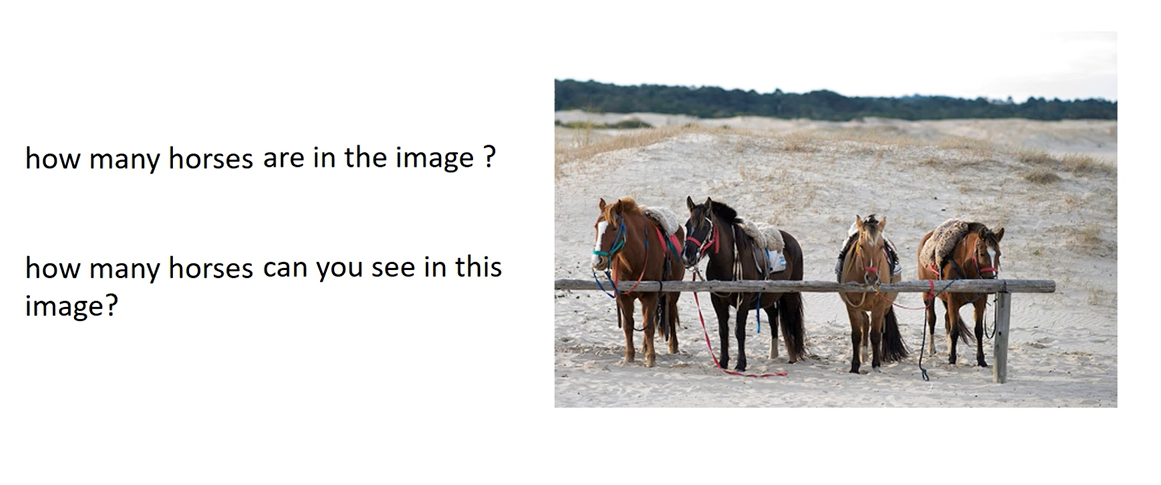 Equivalent questions about the same image